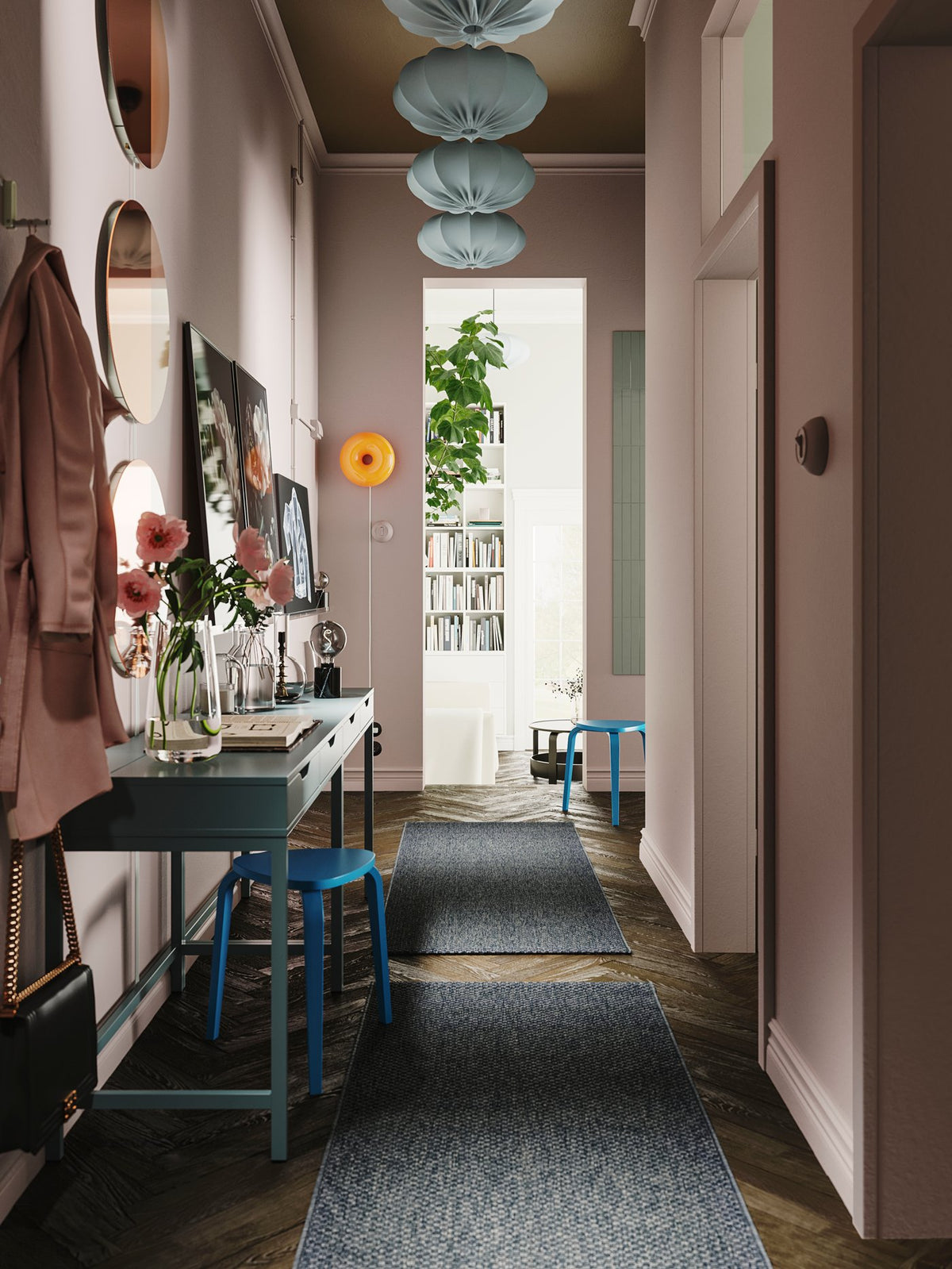 Three ideas for a narrow hallway, style meets function