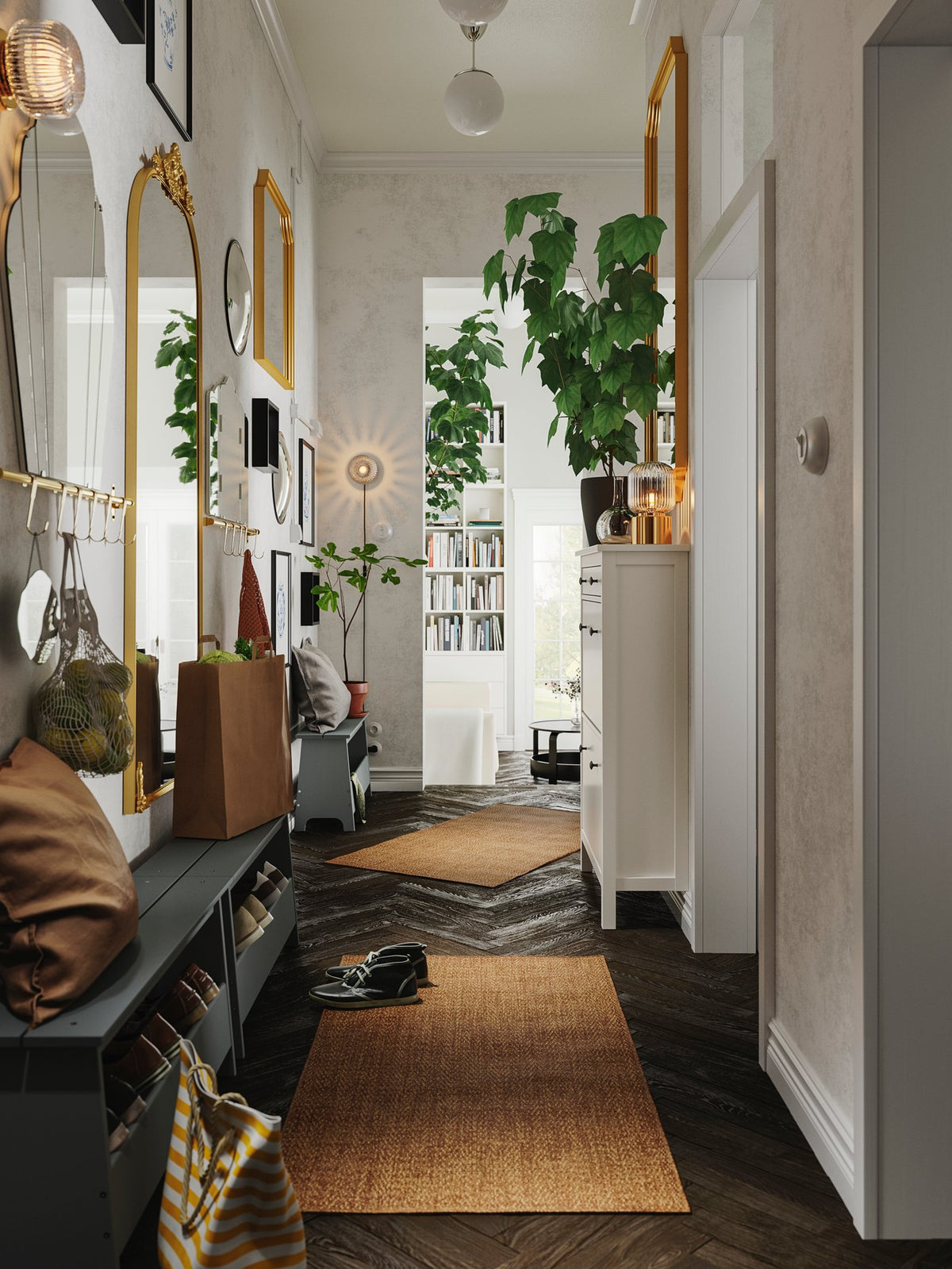 Three ideas for a narrow hallway, style meets function