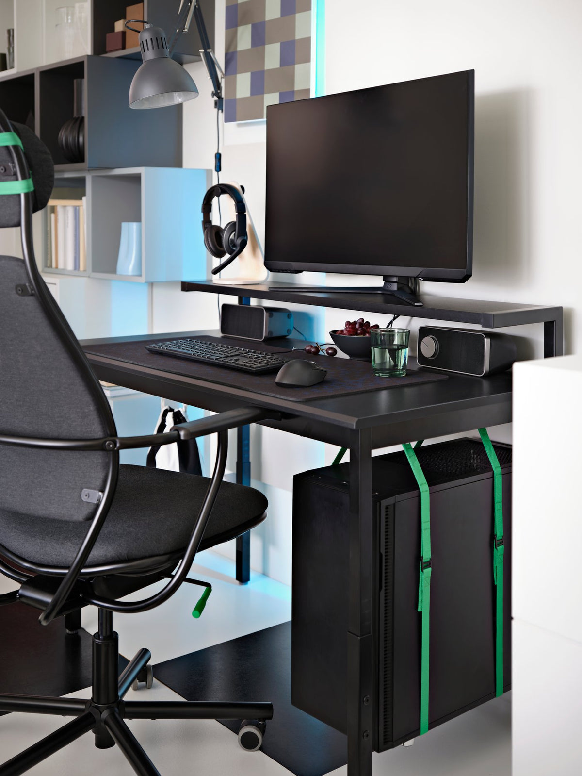 A modern gaming corner in a compact space