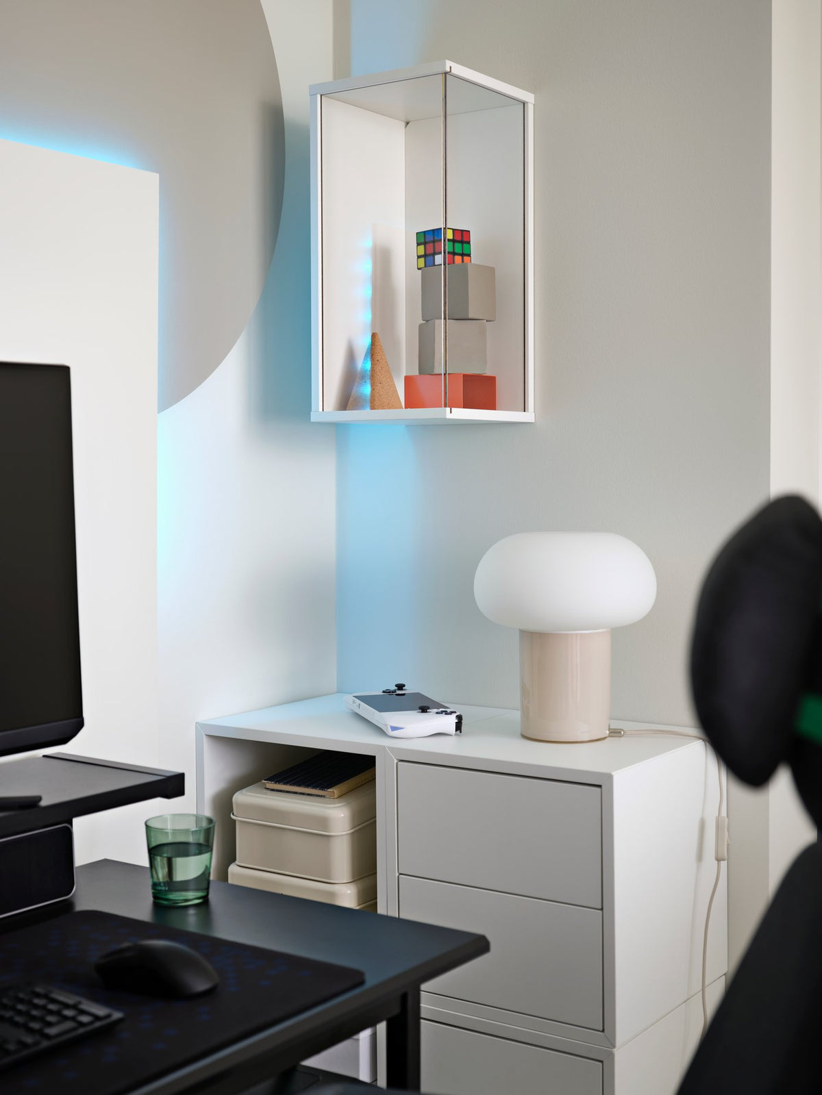 A modern gaming corner in a compact space