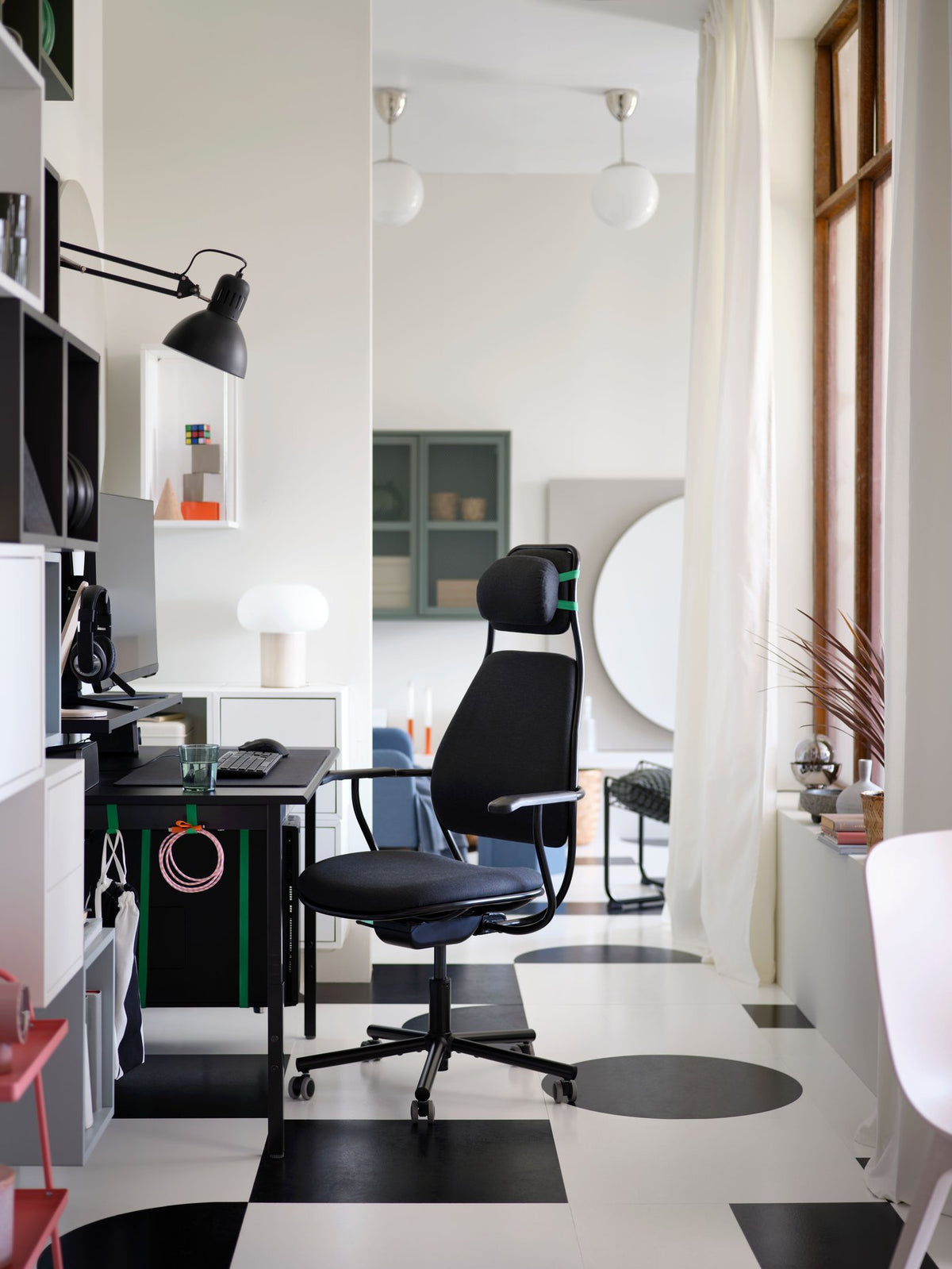 A modern gaming corner in a compact space