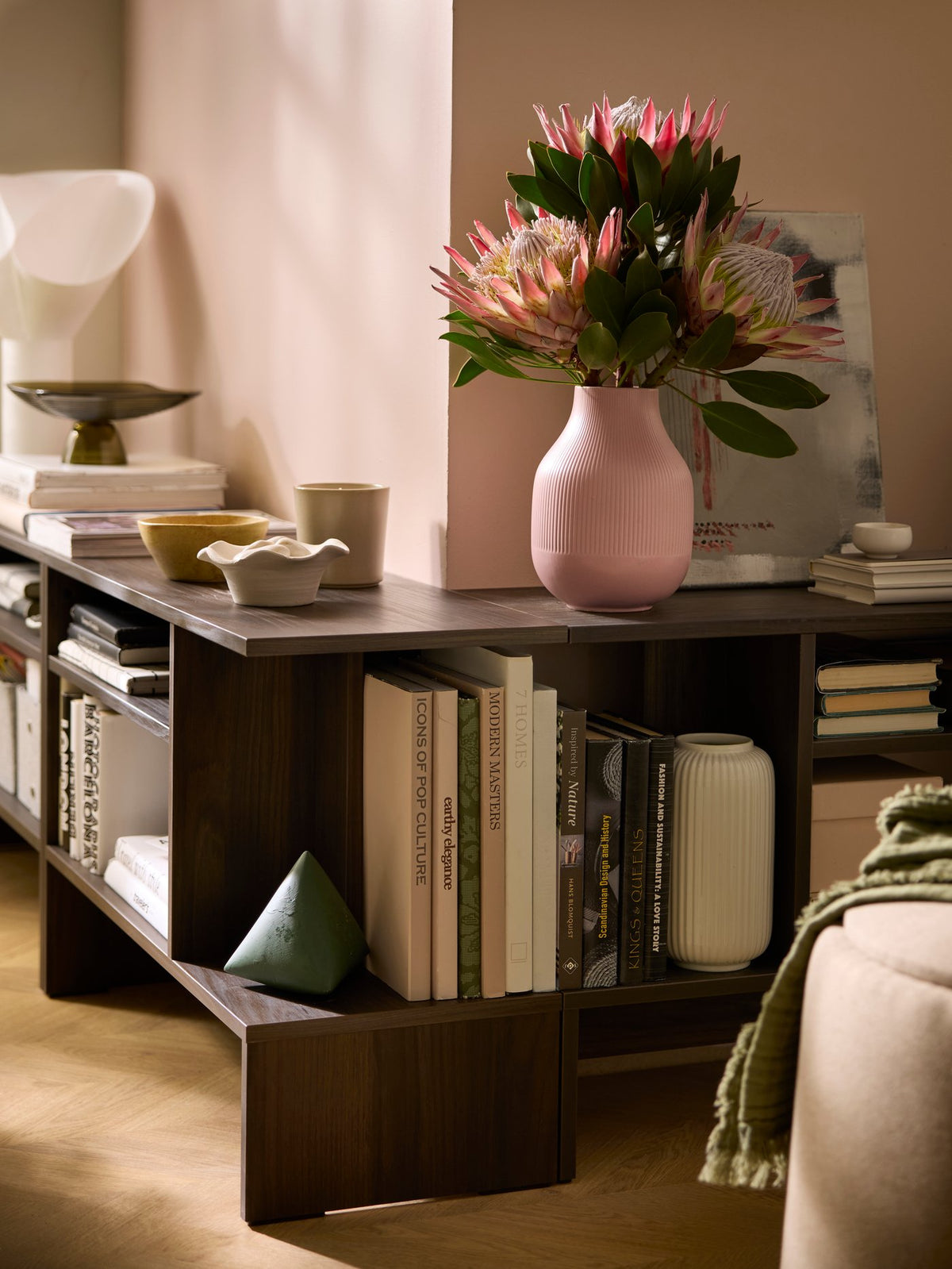 A modern urban living room, comfortable day and night