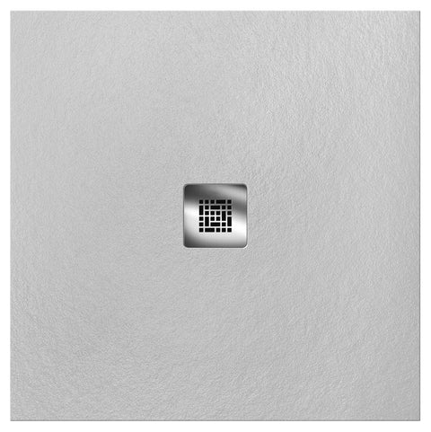 Ticino white stone-effect shower tray, 80x80, height 2.5, without drain