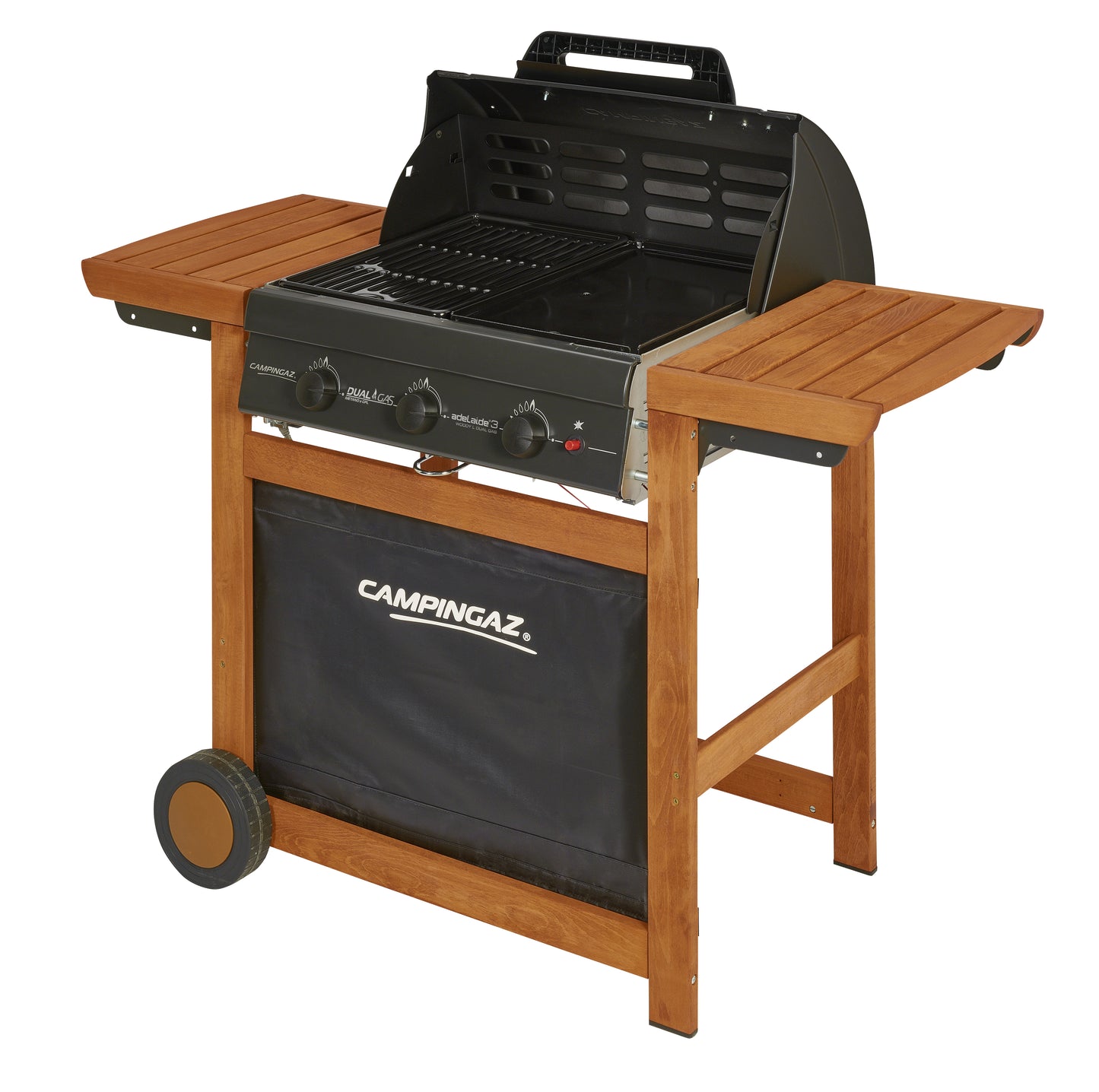 BBQ ADELAIDE 3 WOODY L DUALGAS DUAL-FUEL GAS AND NATURAL GAS WITH TROLLEY F