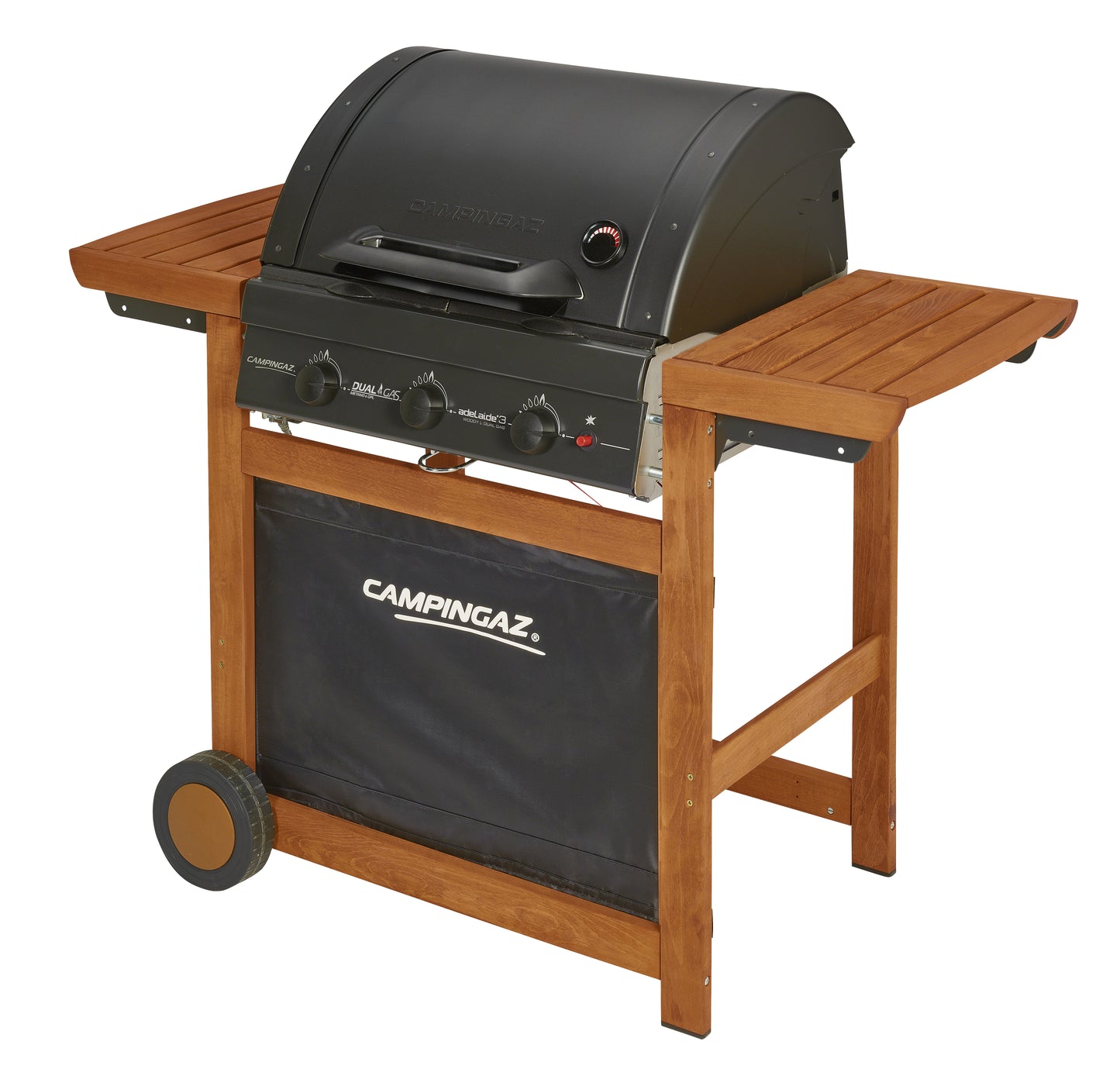 BBQ ADELAIDE 3 WOODY L DUALGAS DUAL-FUEL GAS AND NATURAL GAS WITH TROLLEY F