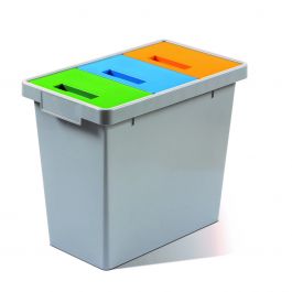 POLYMAX MULTI COMPARTMENT DUSTBIN L50 P30 H43CM WITH GRAY PLASTIC BASCULE