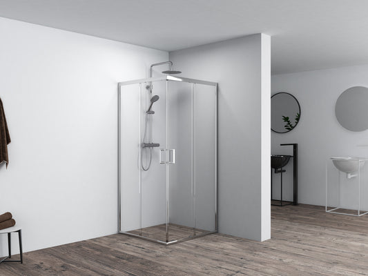 Sunset 6mm rectangular shower enclosure, 68–80/88–100 x 190 cm, clear chrome