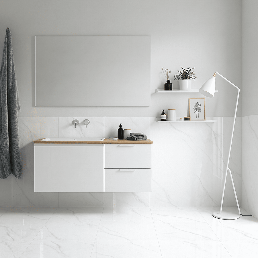 60x120cm Calacatta Lumina tile in rectified, polished porcelain stoneware – 1.44m²
