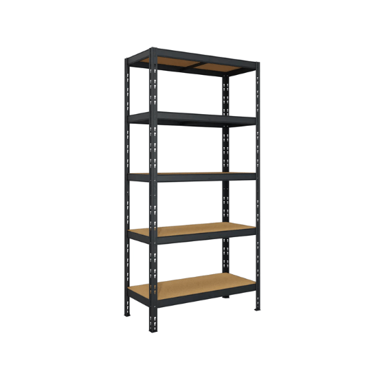 Bricocenter POKERINO BLACK/WOOD 5 SHELVES CM100X40 H180 CAPACITY 220 KG EACH