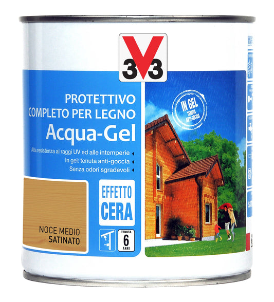 Bricocenter WATER-BASED WOOD PROTECTIVE IMPREGNATING AGENT WALNUT MEDIUM WATER GEL V33 750 ML