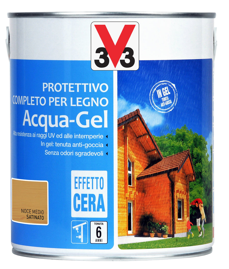 Bricocenter WATER-BASED WOOD PROTECTIVE IMPREGNATING AGENT WALNUT MEDIUM WATER GEL V33 2.5 LT