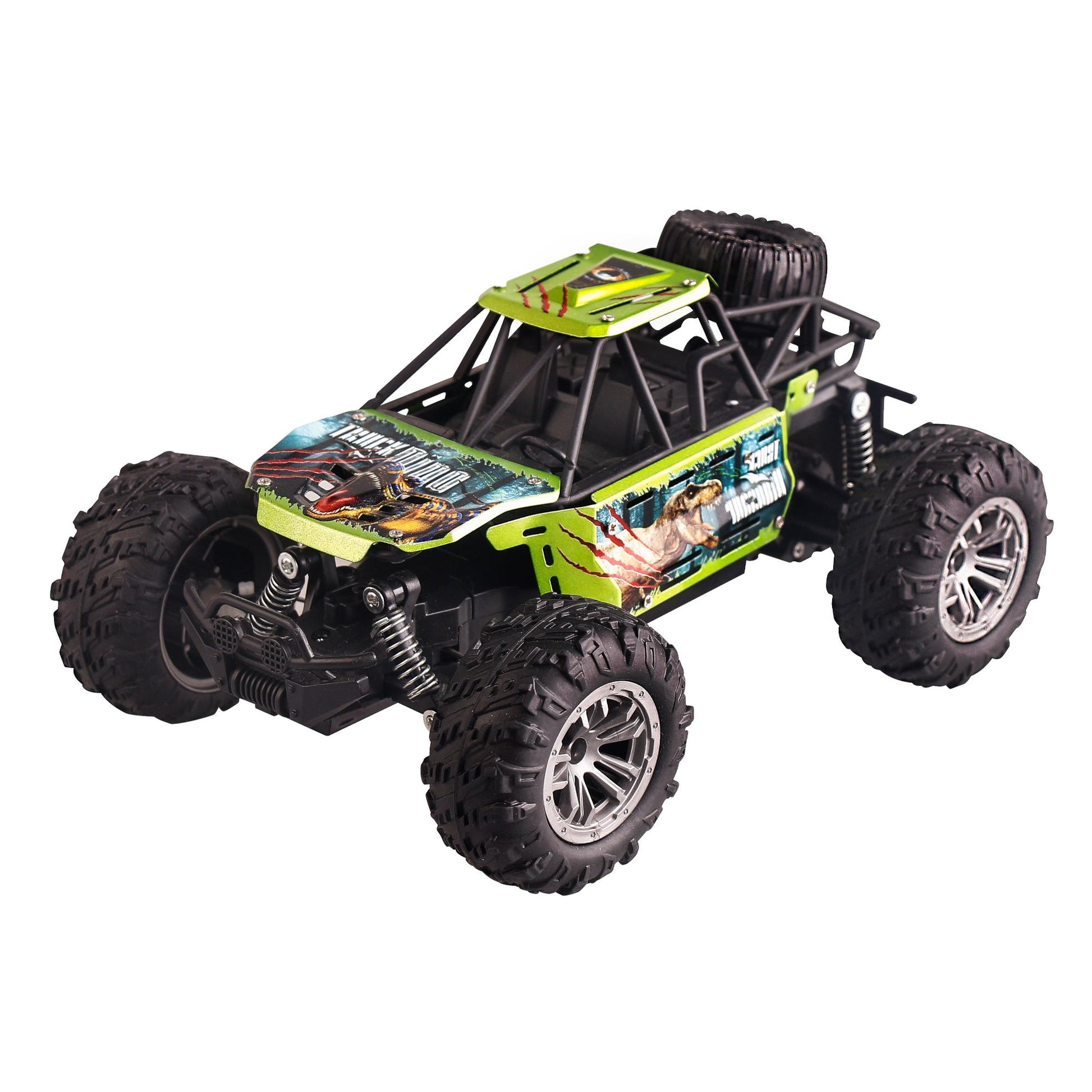 METAL T-REX: Rc 2.4 GHz - Rc 1:16 Scale METAL CARBODY  - with shock absorbers - differential - front and rear bumpers - with lithium battery pack + USB charging cable + batteries for the transmitter included