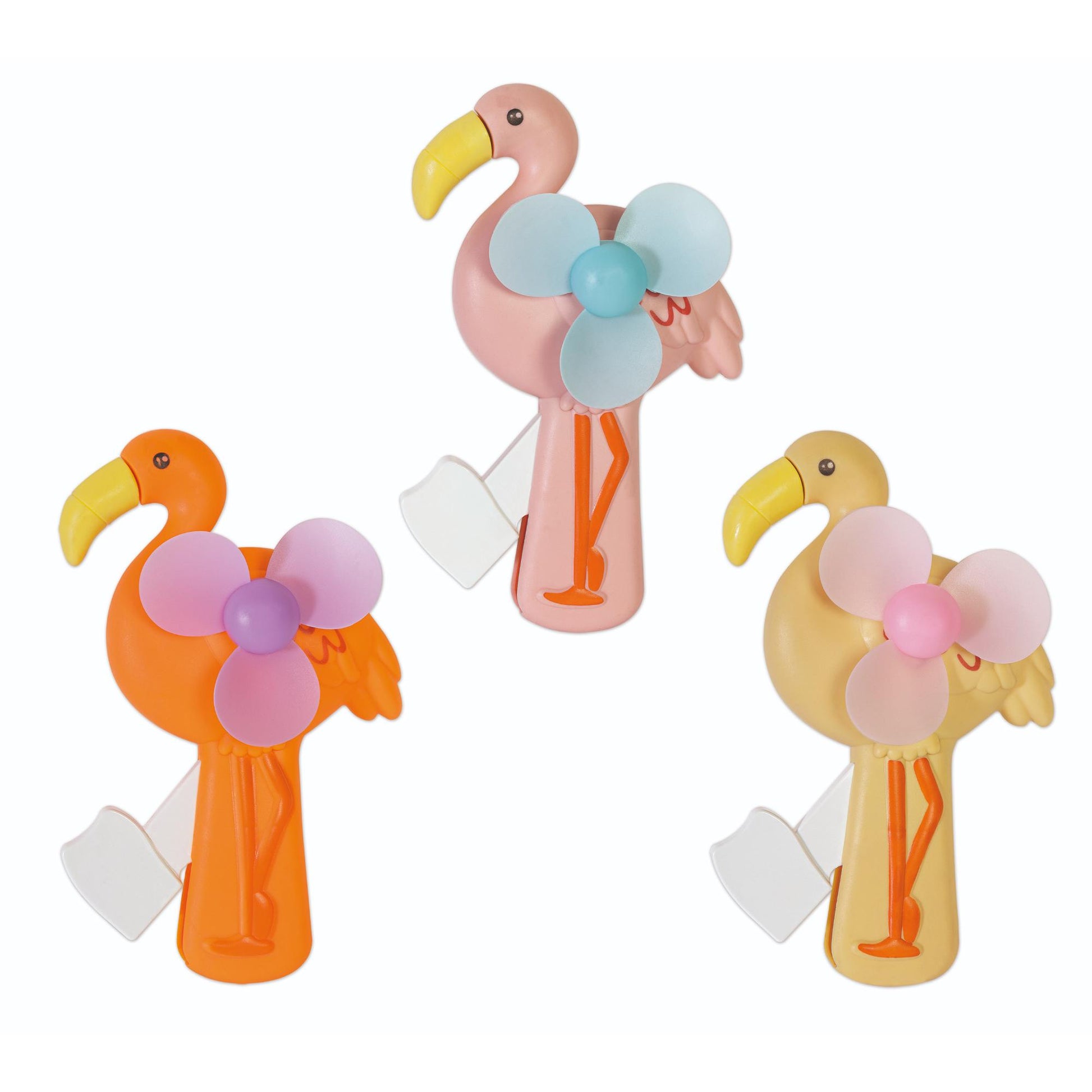 MINI FLAMINGO FAN 3 COLORS ASS. ON DISPLAY 12 PCS