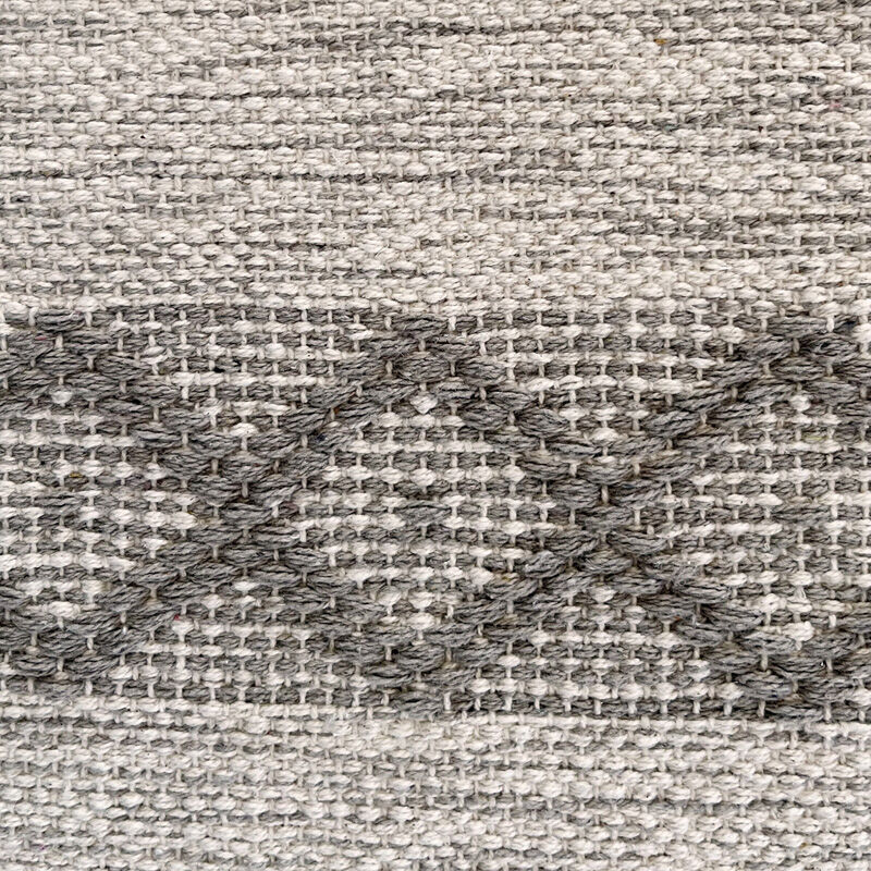 Beige cotton embroidered rug, 50x140 cm
