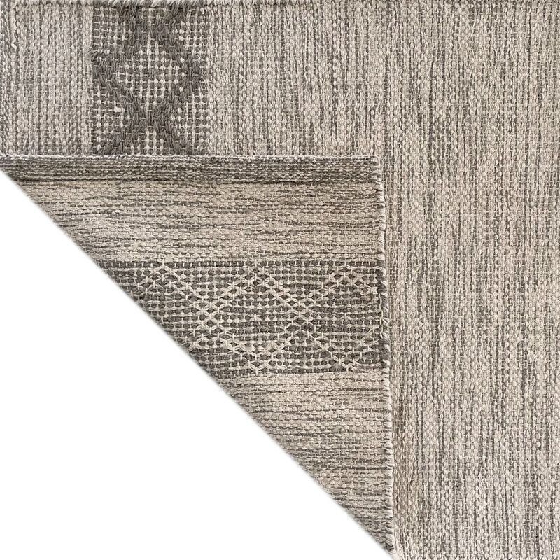 Beige cotton embroidered rug, 50x140 cm