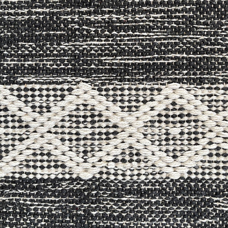 Grey cotton embroidered rug, 50x80 cm