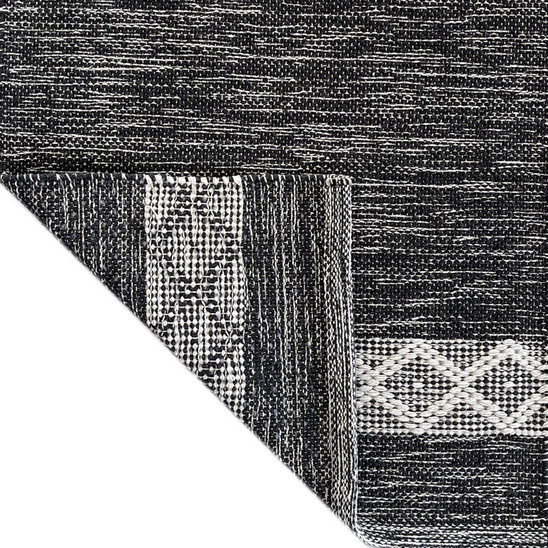 Grey cotton embroidered rug, 50x80 cm