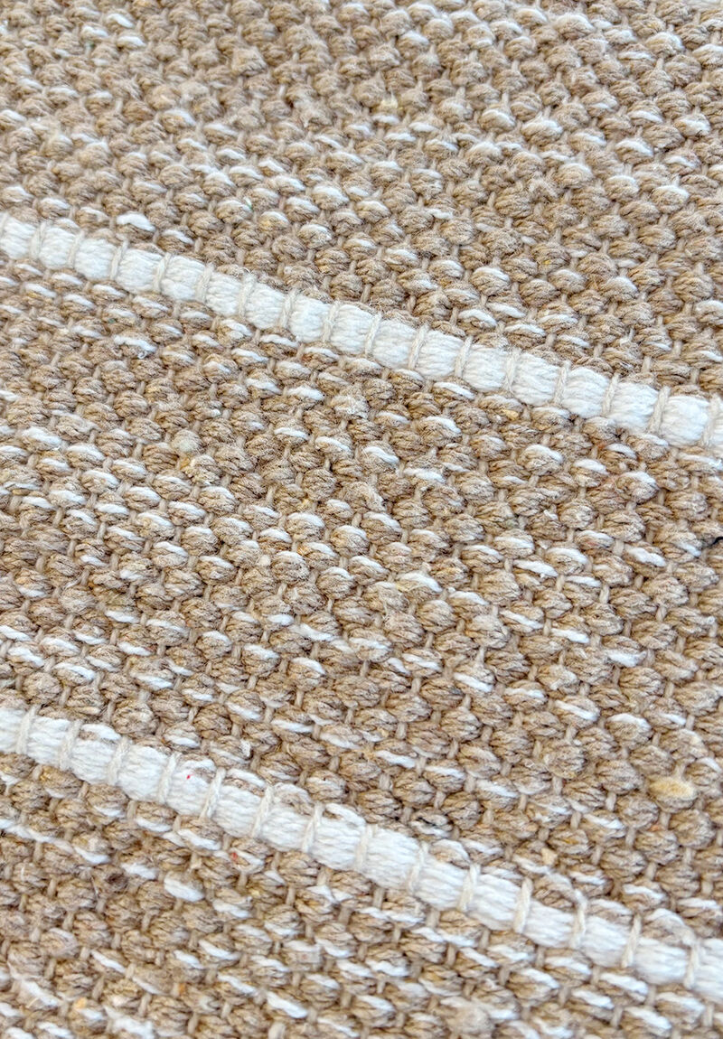 Tappetino rigato cotone beige 50x140 cm