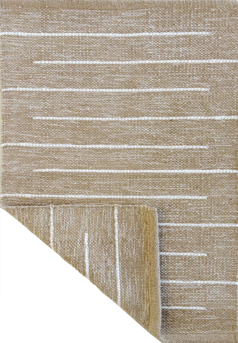 Tappetino rigato cotone beige 50x170 cm