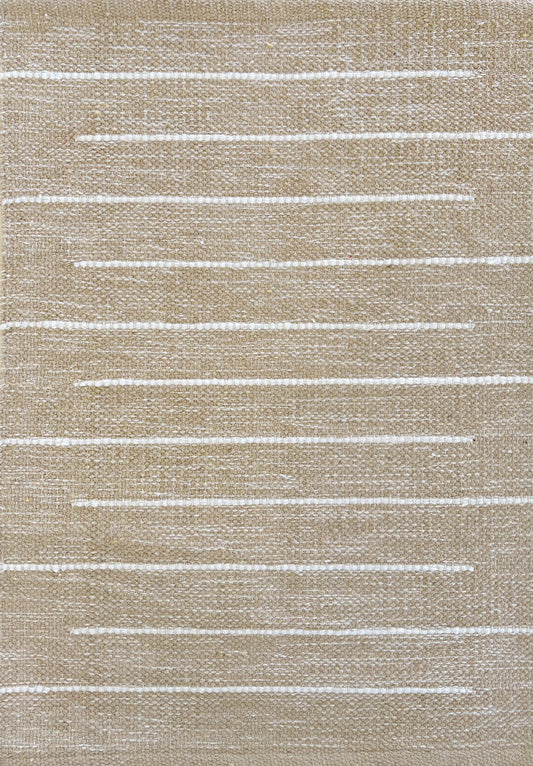 Tappetino rigato cotone beige 50x80 cm