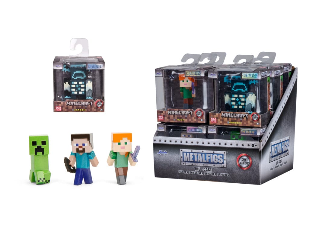 Toys Minecraft character cm.6,5 pop culture stylized character in display 12 pcs. Display contains 3pcs x Steve, Alex, Crepper, Warden