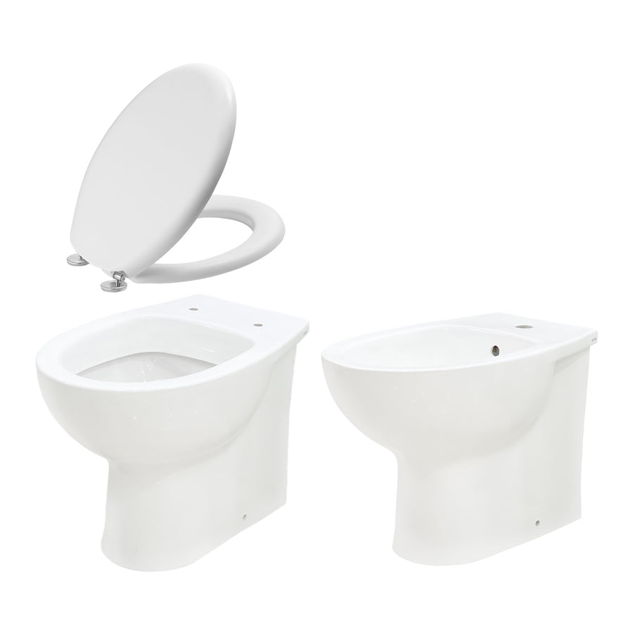 Wall-hung toilet + wall-hung bidet + seat, Day series