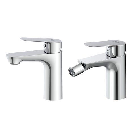 Venus D35 washbasin/bidet mixer tap set with click-clack pop-up waste, chrome-plated
