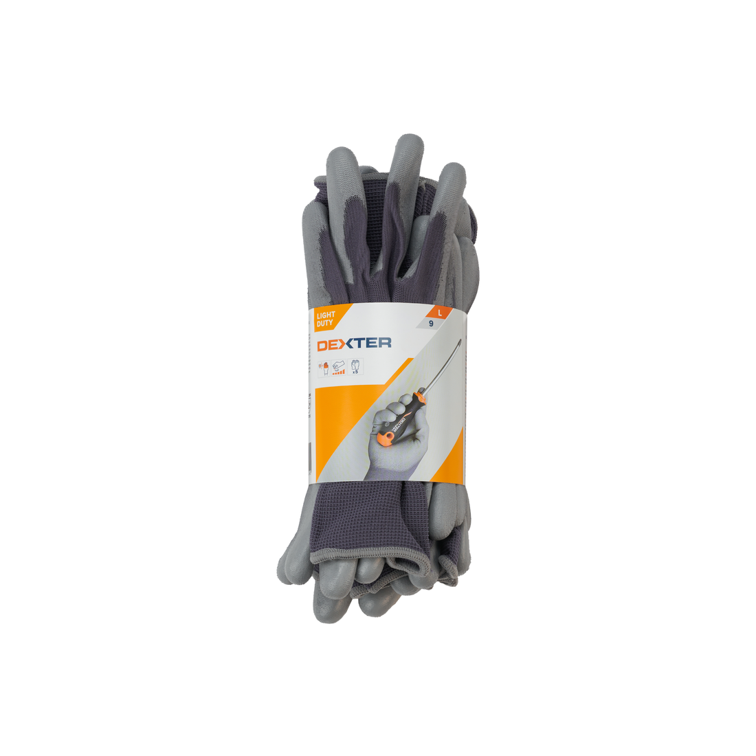 DEXTER PRECISION NYLON AND COATED PALM GLOVES SIZE 9L 5 PAIRS