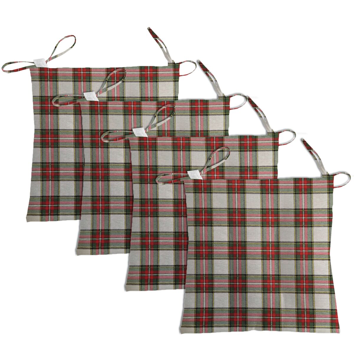 Set 4 coprisedia scozzese rosso e beige