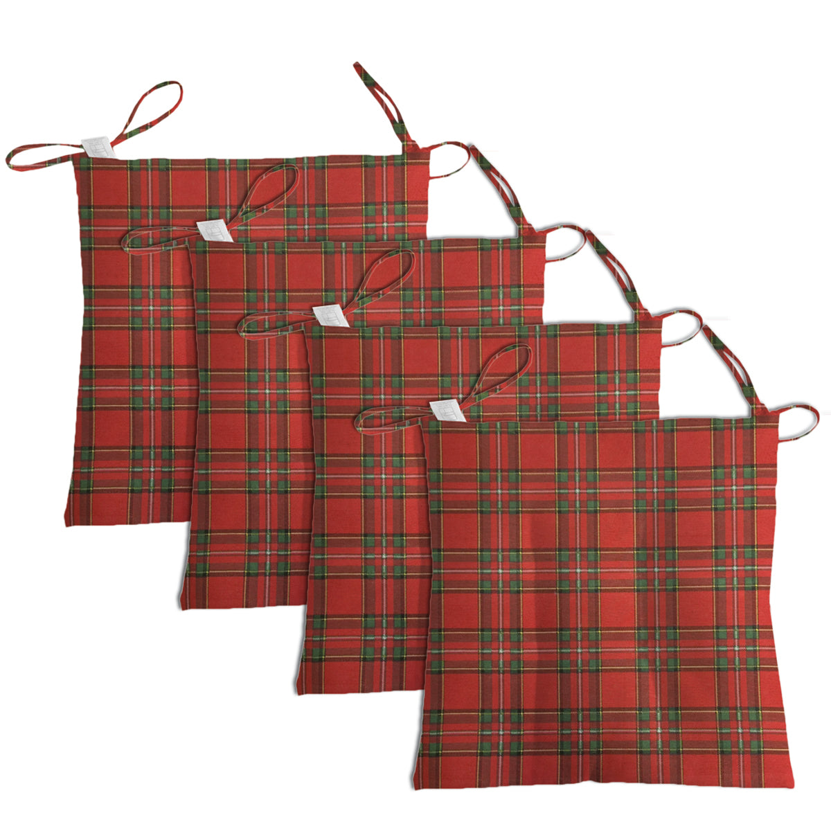 Set 4 coprisedia scozzese rosso e beige