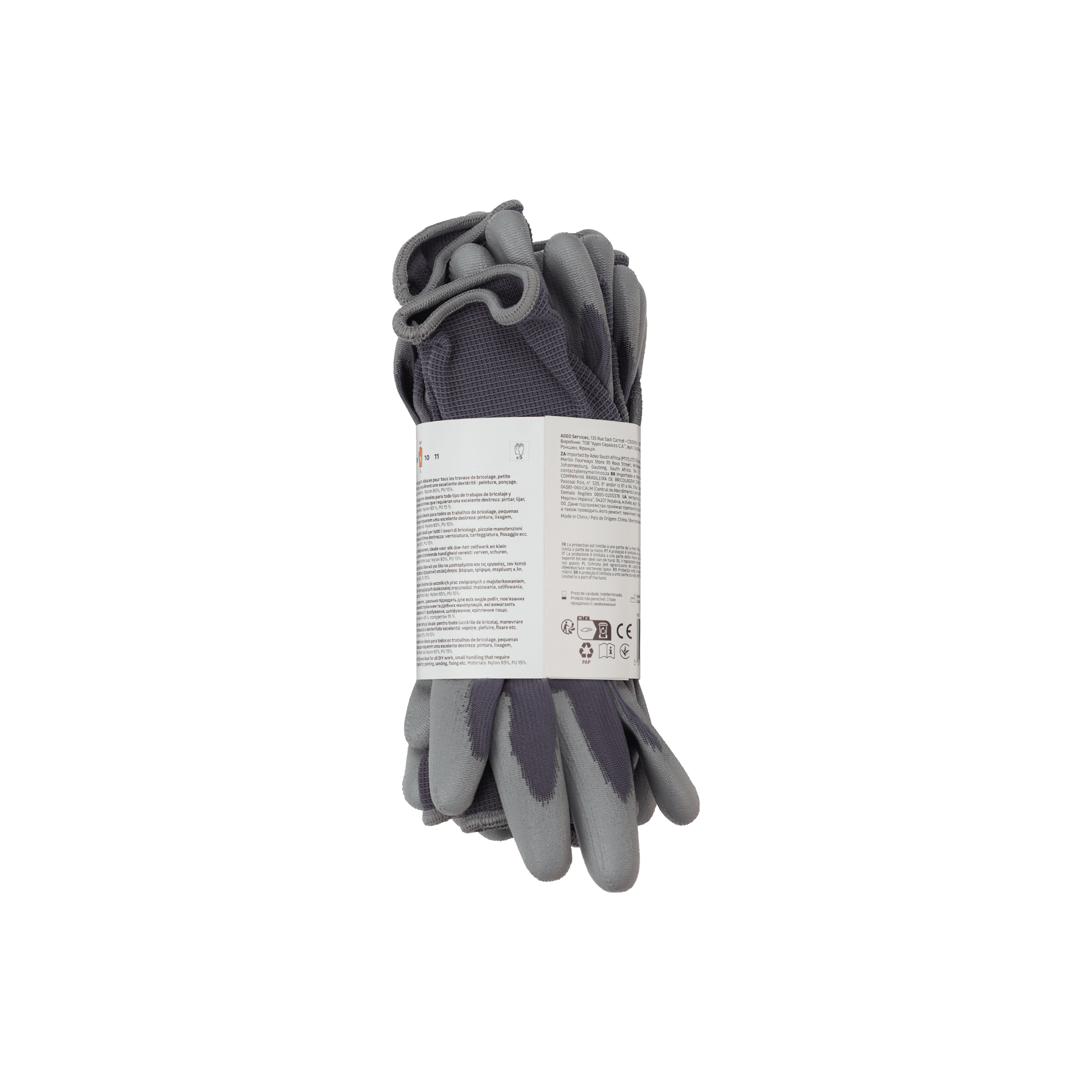 Bricocenter DEXTER GLOVES 5 PAIRS PRECISION SIZE 9L NYLON POLYURETHANE PALM
