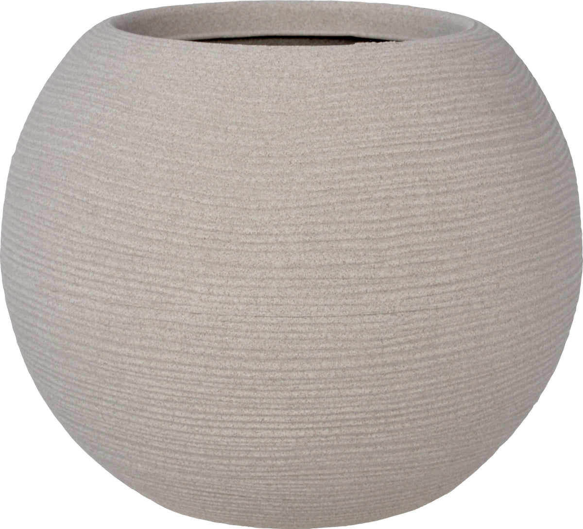 Shabby-chic ribbed sphere vase, 40 d, rope