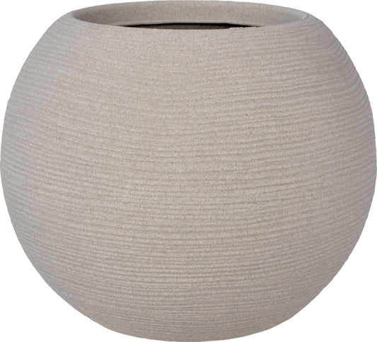 Shabby-chic ribbed sphere vase, 40 d, rope
