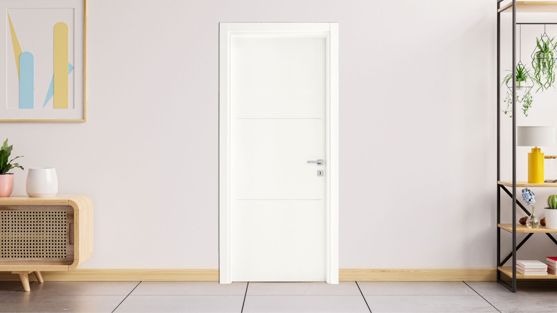 Porta misi da interno 80x210 struttura in mdf laccata con 2 incisioni bianca