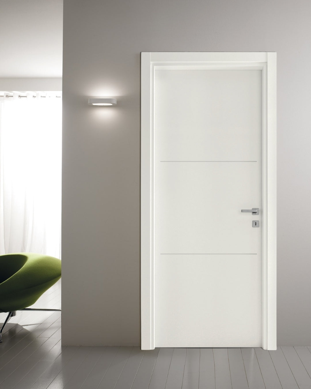 Porta misi da interno 80x210 struttura in mdf laccata con 2 incisioni bianca