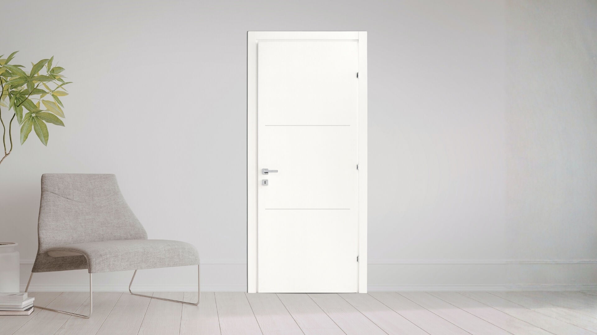 Porta misi da interno 70x210 con struttura in mdf laccata con 2 incisioni bianca