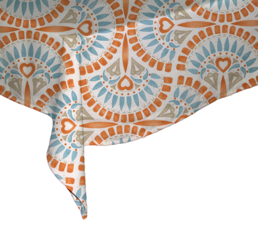 Orange geometric tablecloth, 140x240cm