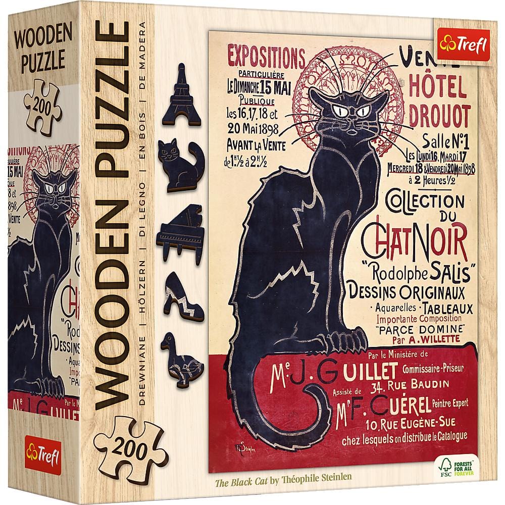 Toys 200 Piece Wooden Puzzle - Theophile Alexandre Steinlen: The Black Cat