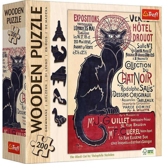 Toys 200 Piece Wooden Puzzle - Theophile Alexandre Steinlen: The Black Cat