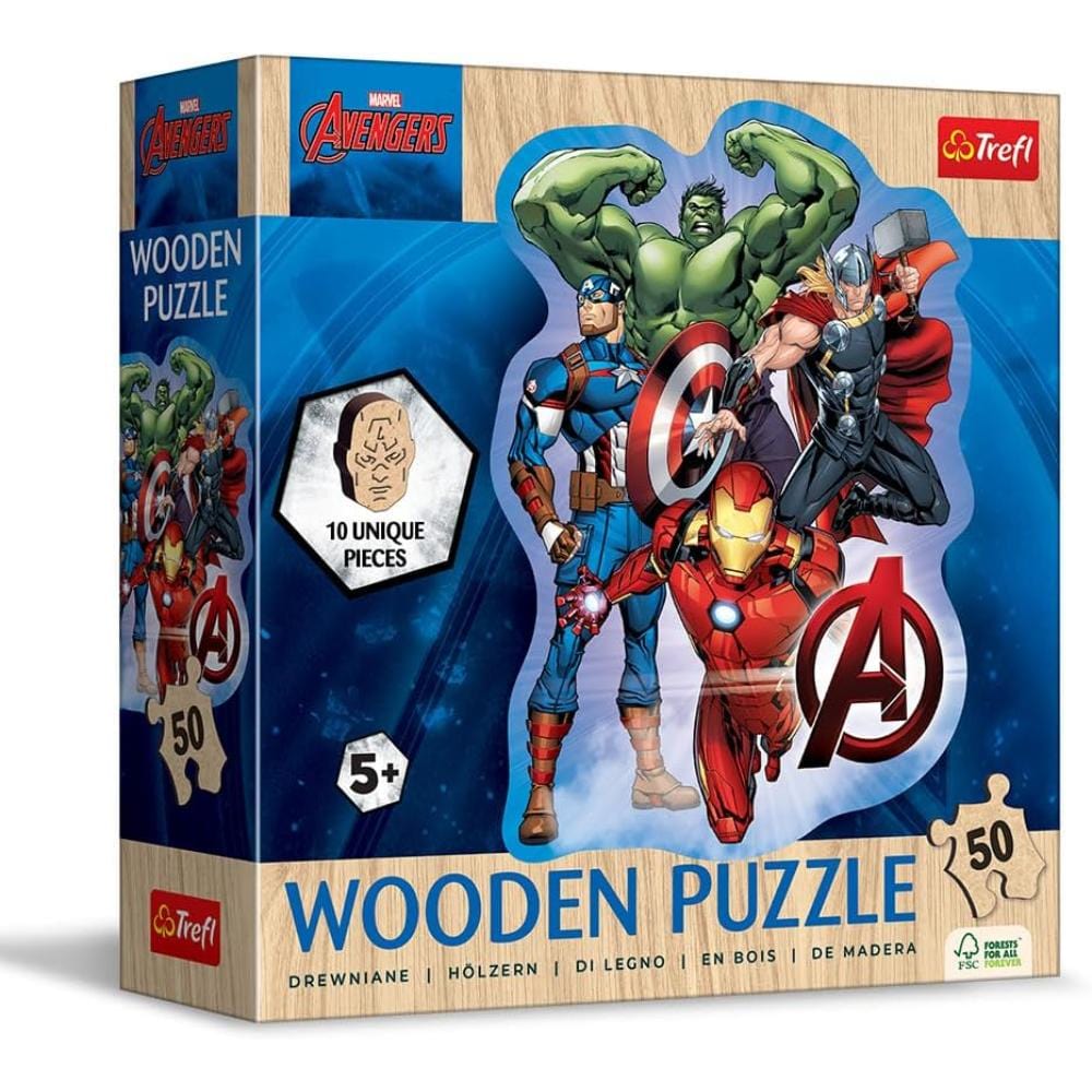 Toys 50 Piece Wooden Puzzle Contour - Marvel: Avenger&#39s Adventures