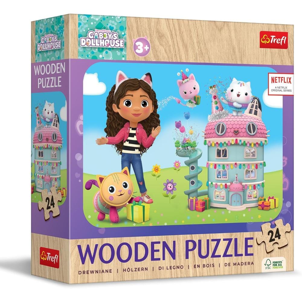 Toys Puzzle da 24 Pezzi in Legno - Gabby's Dollhouse: Happy Gabby and her Friends