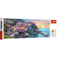 500 Piece Panorama Puzzle - Vernazza at Sunset, Italy