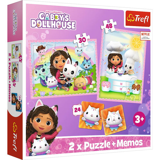 2 Puzzle in 1 + Memos - Gabby's Dollhouse: Gabby with her Cat Friend