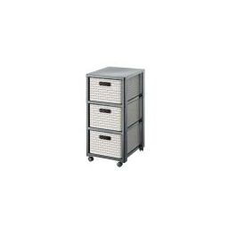 COUNTRY TOWER CHEST OF DRAWERS WITH WHEELS BLACK AND WHITE - 37.5X32.5X71.2 CM