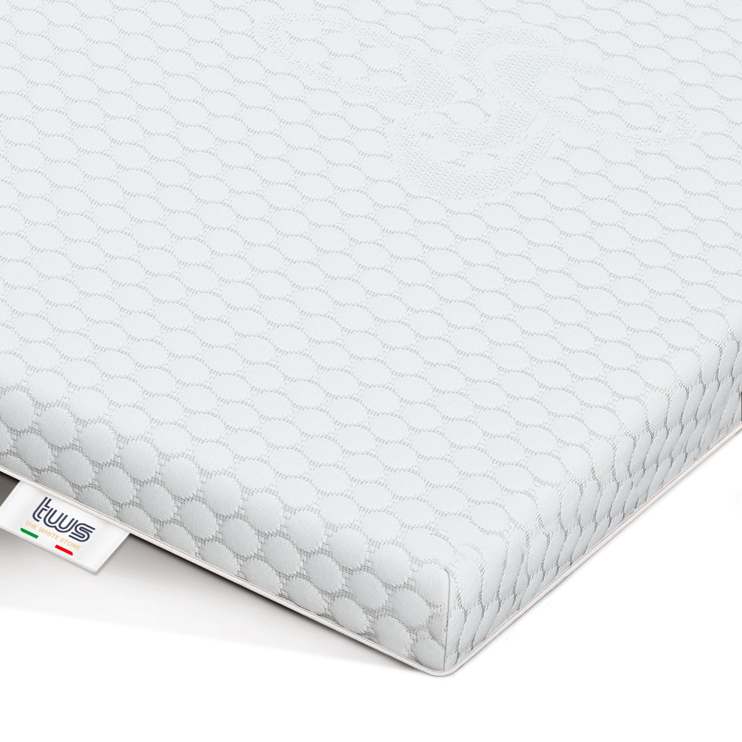 The White Stone Ventilated Memory Foam Topper 80 x 190 cm | 5 cm Thick Mattress Enhancer | Removable Hypoallergenic Cover | Antibacterial and Antifungal