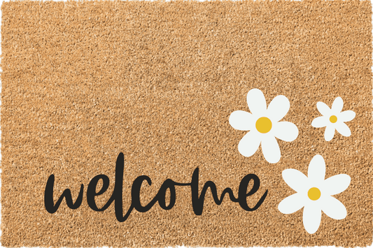 Coconut doormat with daisies, 40x60cm, assorted patterns