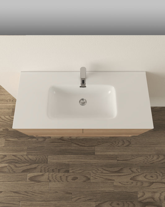 Zena bathroom furniture set, Bruges oak, 2 doors, with mirror and lamp