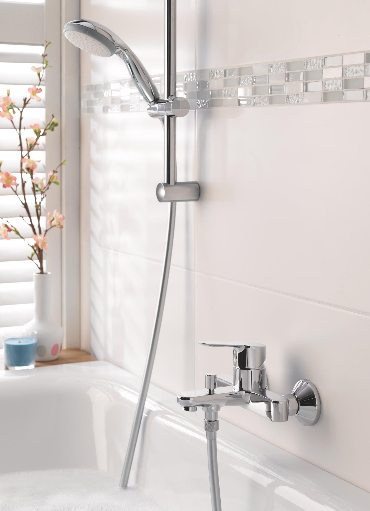 SLIDING RAIL VITALIO GO 100 1 JET CHROME/WHITE GROHE DIA 100 EASY CLEAN