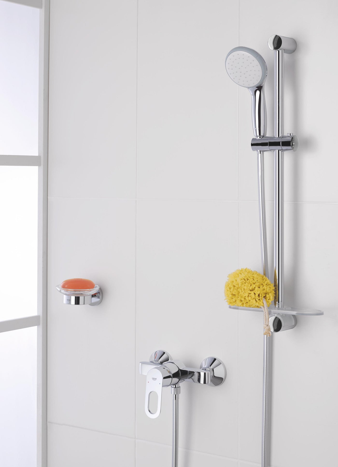 SLIDING RAIL VITALIO GO 100 1 JET CHROME/WHITE GROHE DIA 100 EASY CLEAN