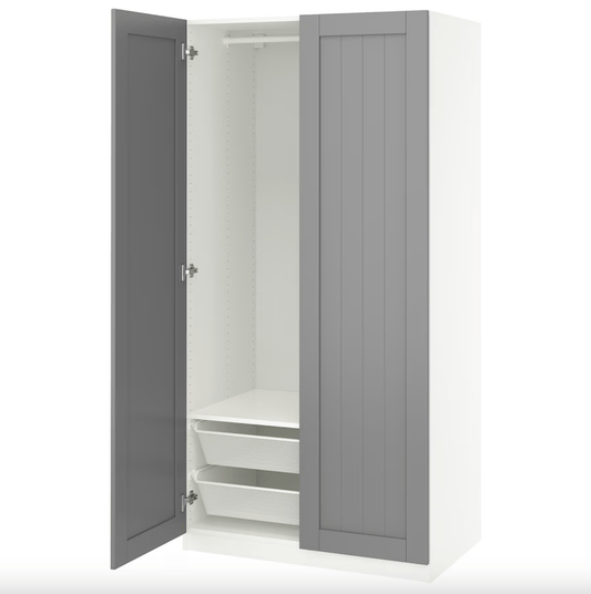 Ikea PAX / GULLABERG - Wardrobe combination, white/grey,100x60x201 cm